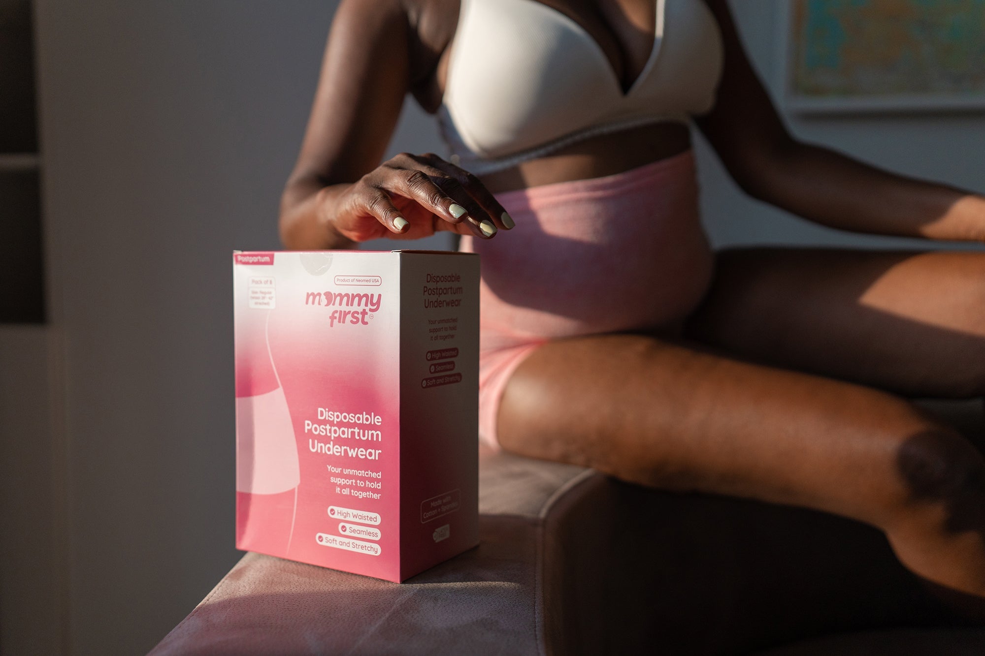 High-Waisted Postpartum Underwear | Blush Pink | Pack of 8