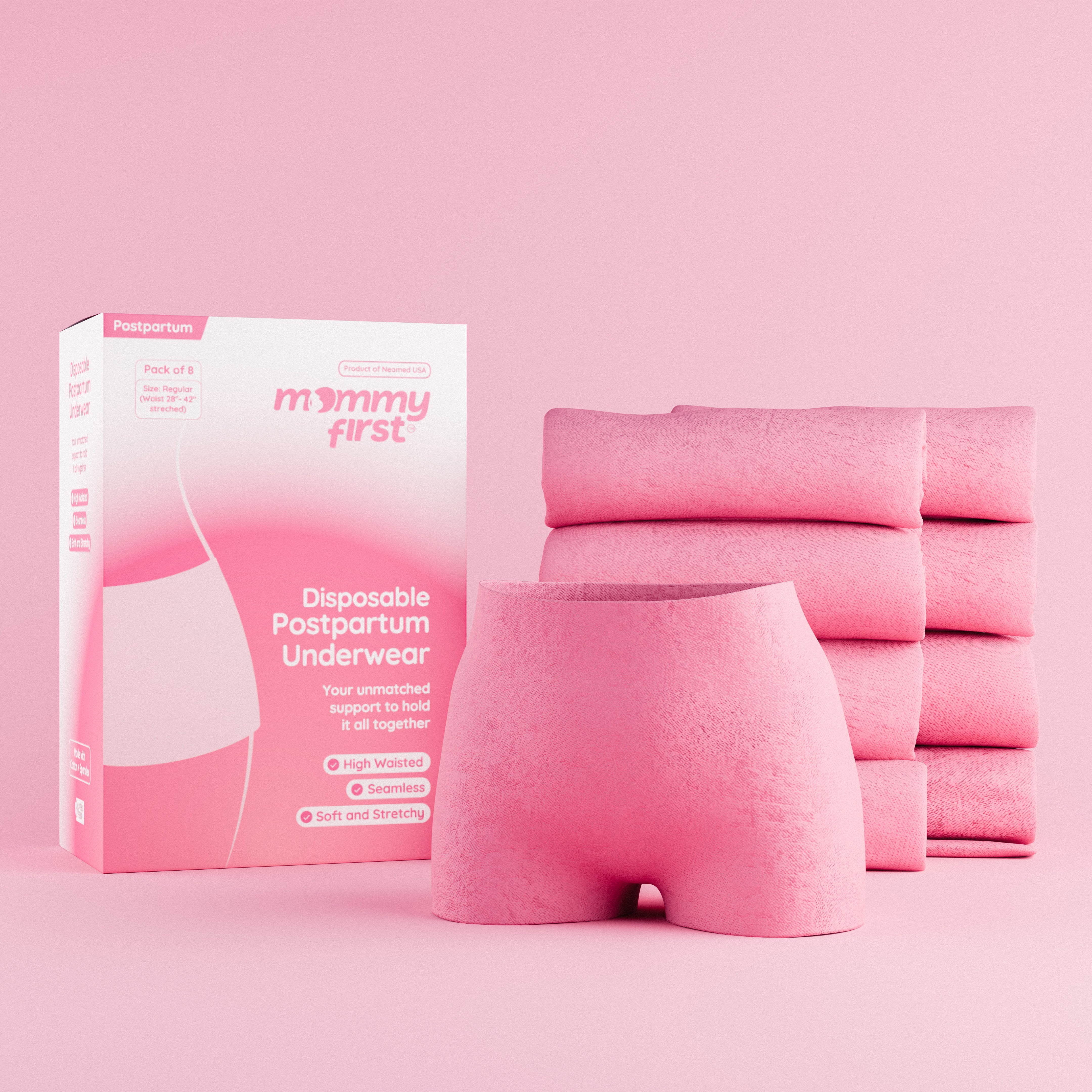 High-Waisted Postpartum Underwear | Blush Pink | Pack of 8